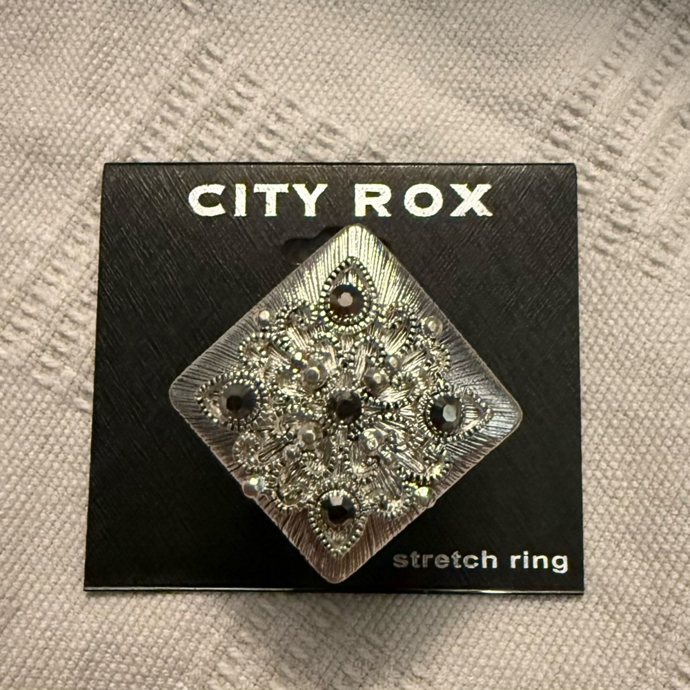 Silver and Black Stretch Ring